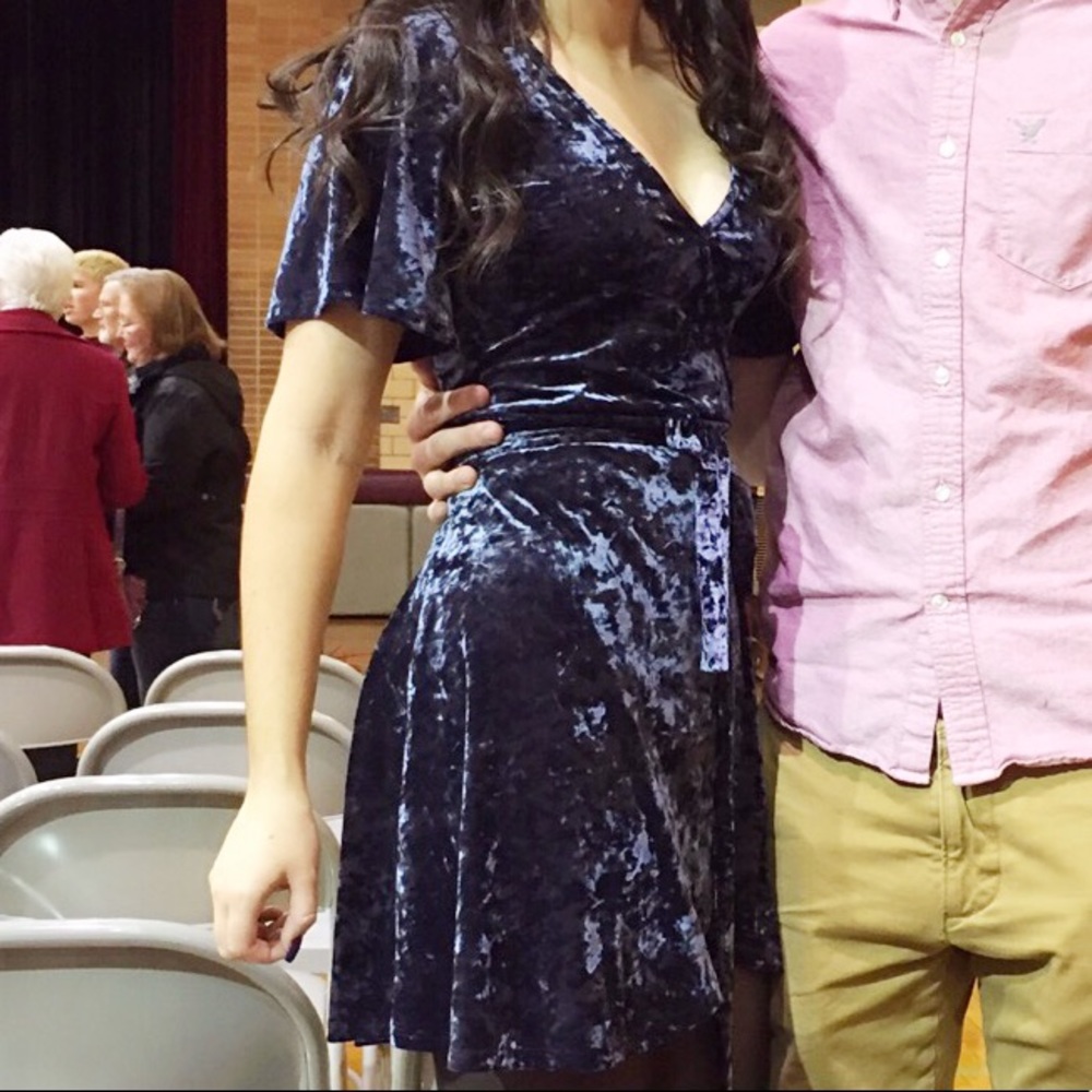 Navy velvet dress